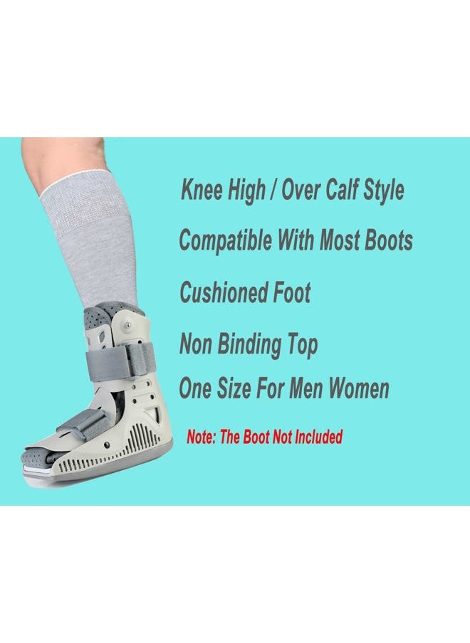 LORVVDE Cam Walker Walking Boot Socks Replacement Sock Liner for Orthopedic Boot Brace, Tube Socks for Air Cam Walkers and Fracture Boot Cast Cover Socks Grey 2 Pairs  - Image 2