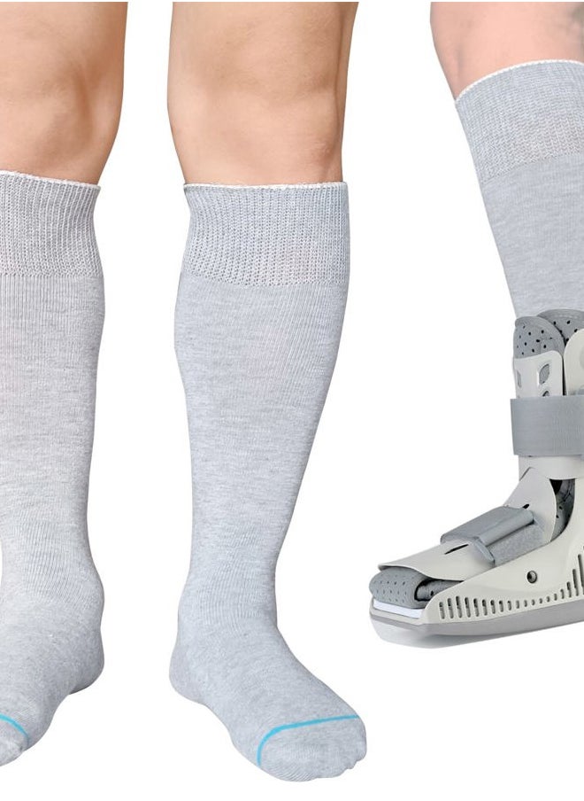 LORVVDE Cam Walker Walking Boot Socks Replacement Sock Liner for Orthopedic Boot Brace, Tube Socks for Air Cam Walkers and Fracture Boot Cast Cover Socks Grey 2 Pairs  - Image 1