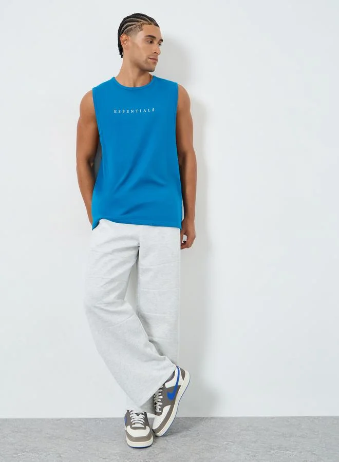 Styli Minimal Print Drop Armhole Cotton Tank