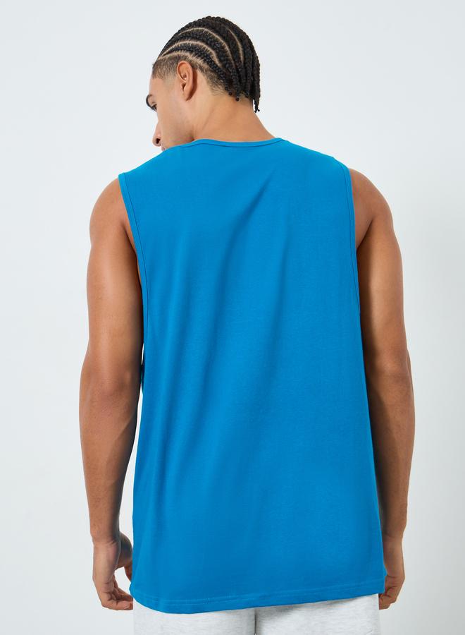 Styli Minimal Print Drop Armhole Cotton Tank - Image 4
