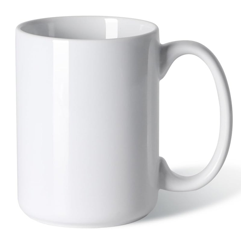 Smilatte 16 OZ Porcelain Coffee Mug, Classic Blank Ceramic Cup with Large Handle for Tea Latte Cappuccino, White - Image 1
