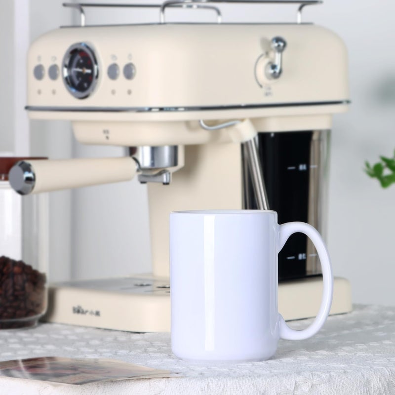 Smilatte 16 OZ Porcelain Coffee Mug, Classic Blank Ceramic Cup with Large Handle for Tea Latte Cappuccino, White - Image 5