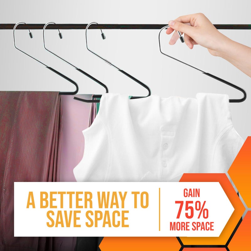 HARDW Open Ended Pants Hangers 20 Pack Non Slip Pants and Jean Hangers for Closet Space Saving Clothes Hanger Strong, Durable, Organize Your Closet and Save Space Skirt Hangers Black (20) - Image 5