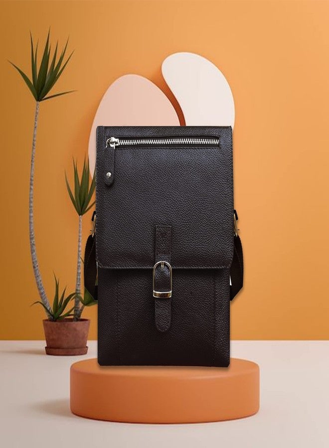 ABYS Genuine Leather Coffee Brown Cash Bag||Neck Pouch||Shoulder Bag||Passport Pouch for Men & Women - Image 5