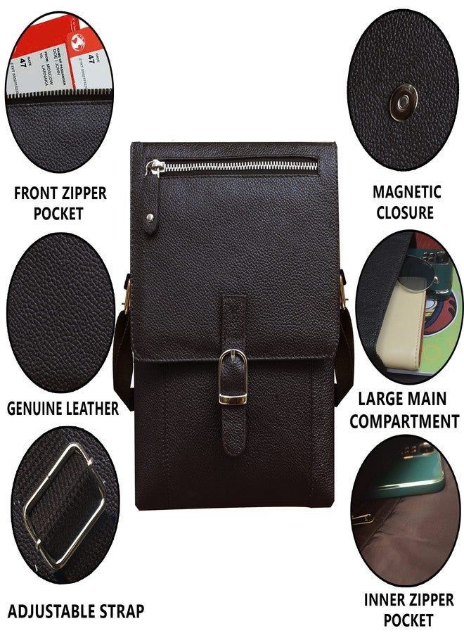 ABYS Genuine Leather Coffee Brown Cash Bag||Neck Pouch||Shoulder Bag||Passport Pouch for Men & Women - Image 4