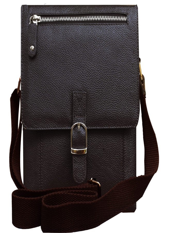 ABYS Genuine Leather Coffee Brown Cash Bag||Neck Pouch||Shoulder Bag||Passport Pouch for Men & Women - Image 1