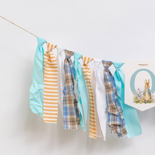 MUWEOL Peter Rabbit High Chair Banner - First Birthday Party Highchair Banner,Easter Peter Rabbit Party Supplies For Girls And Boys,Baby Shower Decorations (rabbit banner) - Image 5
