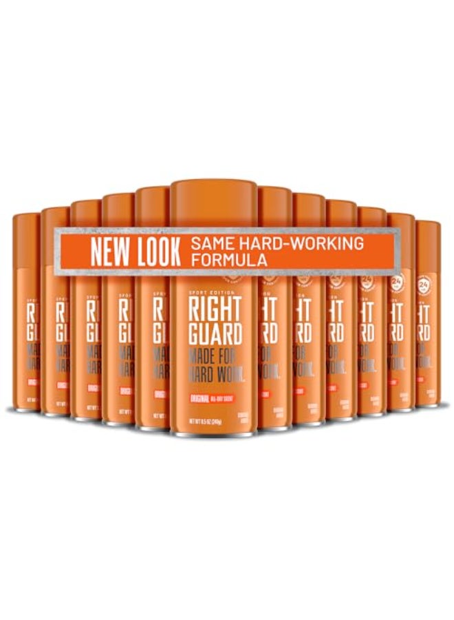 Right Guard Sport Original Scent Deodorant Spray Aluminum Free Protection Spray Deodorant For Men Blocks Sweat 24Hour Odor Protection AntiStain LongLasting 85 oz 12 Pack - Image 1