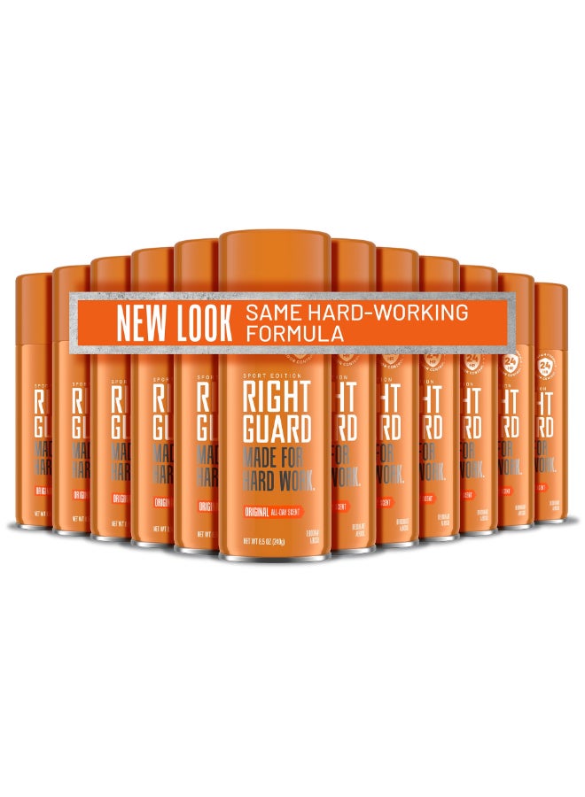 Right Guard Sport Original Scent Deodorant Spray Aluminum Free Protection Spray Deodorant For Men Blocks Sweat 24Hour Odor Protection AntiStain LongLasting 85 oz 12 Pack - Image 3