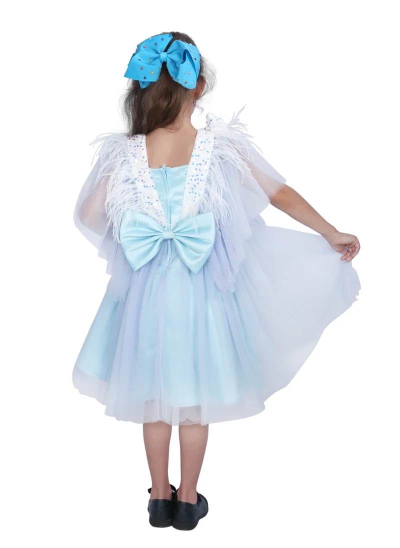 D'Daniela Dragonfly dress with sequins Sky Blue