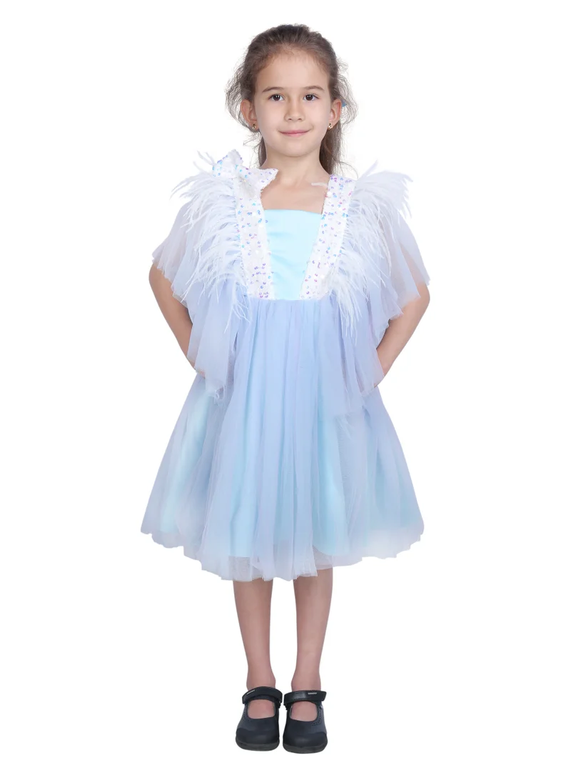 D'Daniela Dragonfly dress with sequins Sky Blue