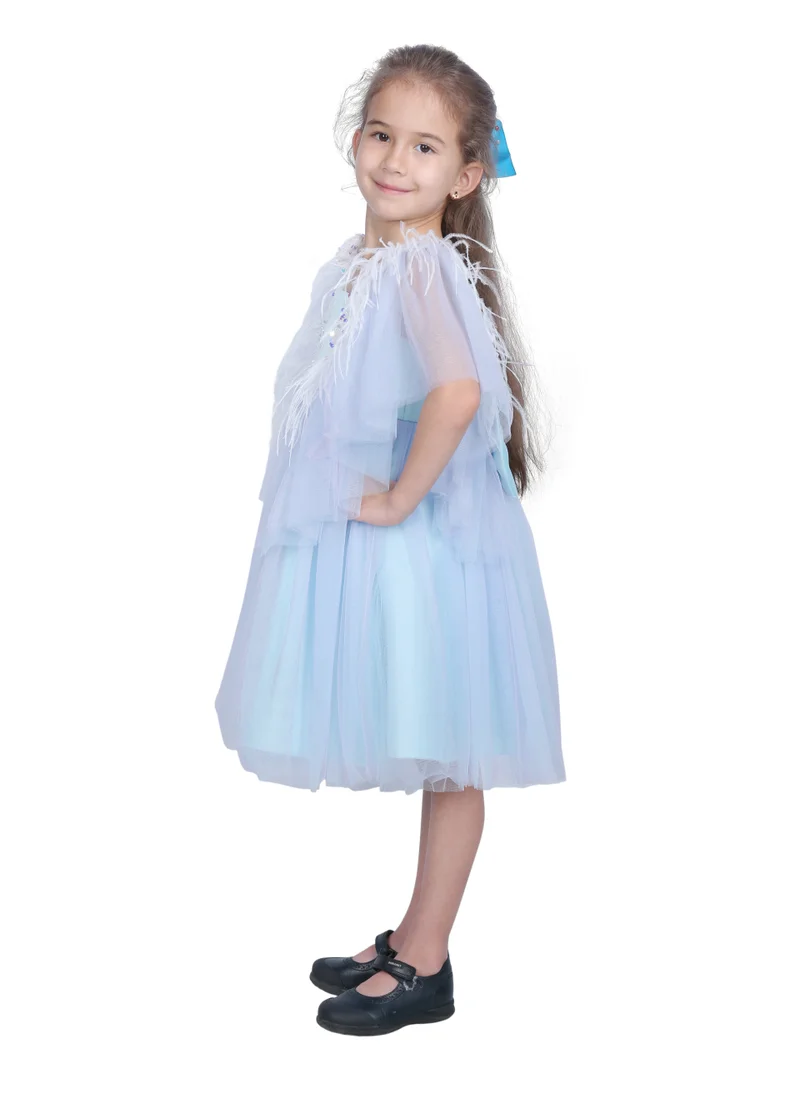 D'Daniela Dragonfly dress with sequins Sky Blue