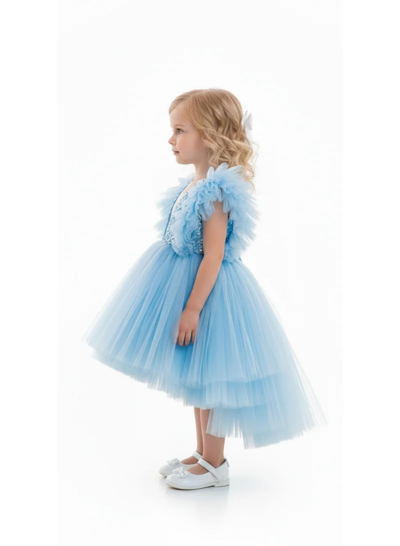 D'Daniela Feather Trim Dress