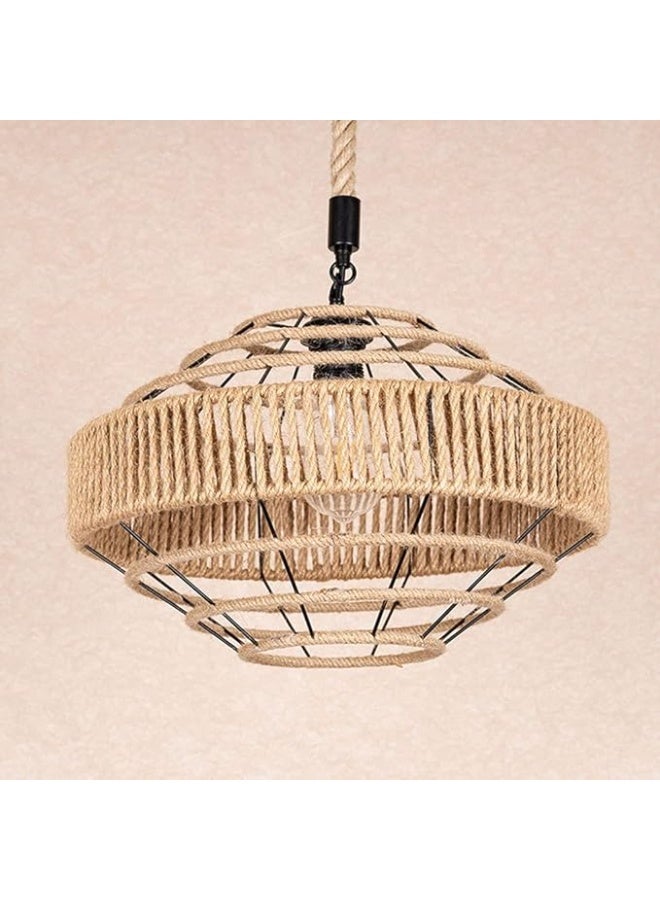 Prime Sole Rustic Rope Pendant Light, Handmade Jute Hanging Ceiling Lamp, Boho Farmhouse Chandelier Lighting Fixture for Living Room Dining Area Bedroom Café Warm Ambient Décor - Image 2