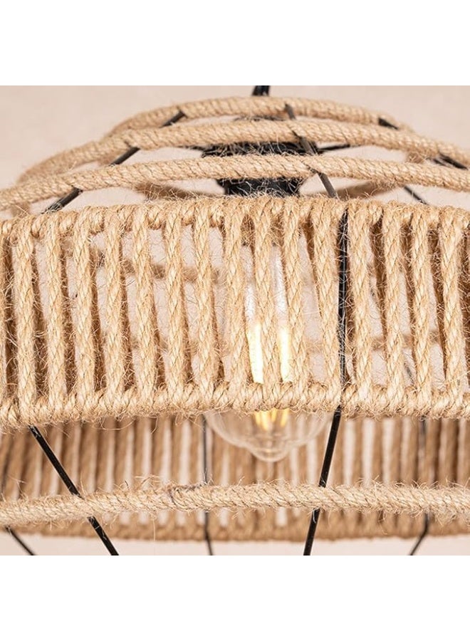 Prime Sole Rustic Rope Pendant Light, Handmade Jute Hanging Ceiling Lamp, Boho Farmhouse Chandelier Lighting Fixture for Living Room Dining Area Bedroom Café Warm Ambient Décor - Image 4