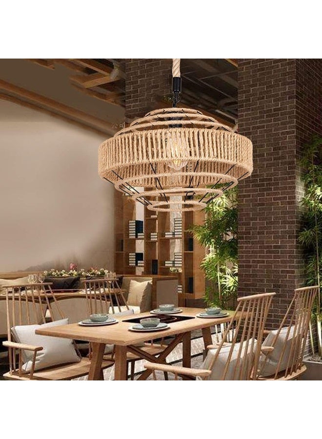 Prime Sole Rustic Rope Pendant Light, Handmade Jute Hanging Ceiling Lamp, Boho Farmhouse Chandelier Lighting Fixture for Living Room Dining Area Bedroom Café Warm Ambient Décor - Image 5