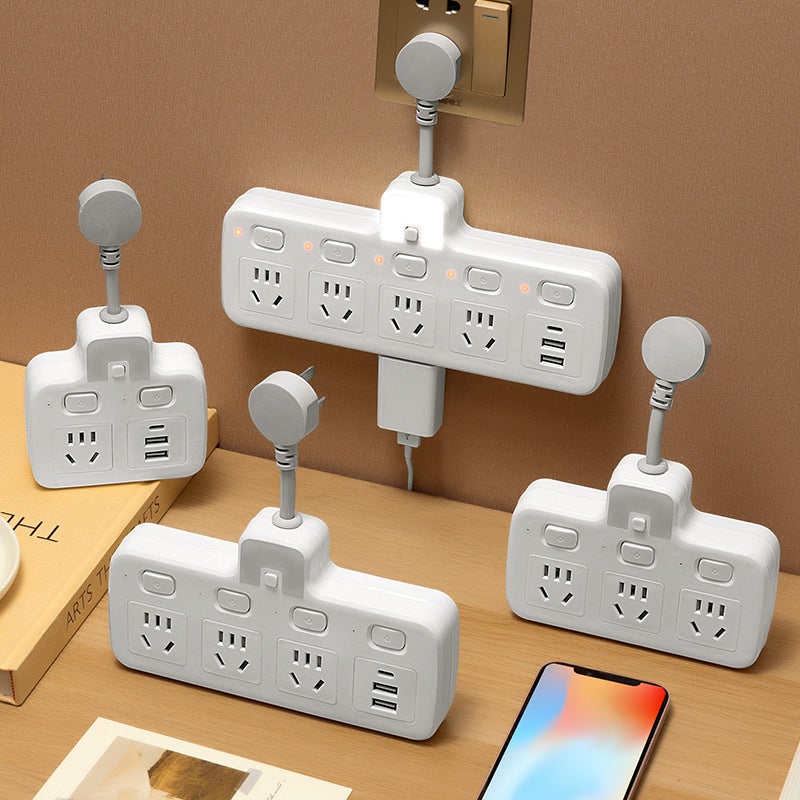 محول متعدد الوظائف للأجهزة المنزلية بمقبس USB واحد إلى متعدد مع سلك توصيل لمكتب أو سكن طلابي - Image 3