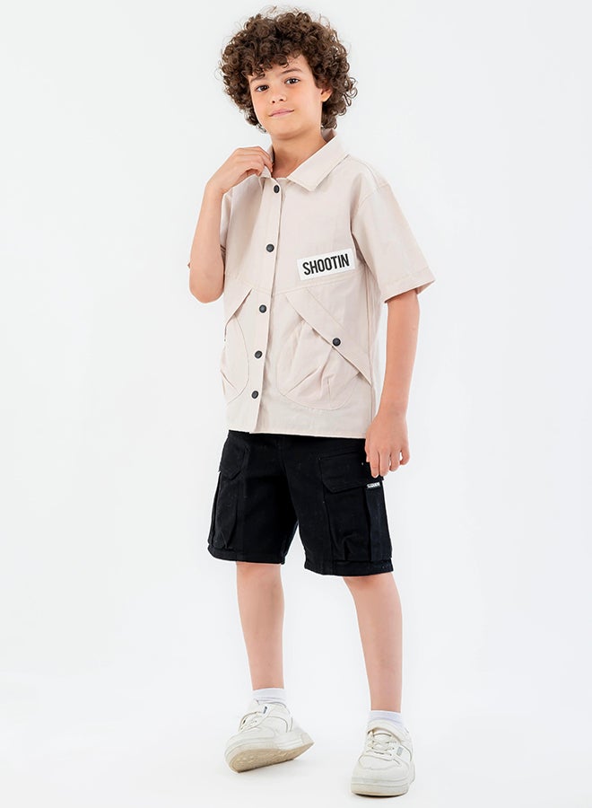 CN Jeans wear Kids Boys Summery Beige Shirt - Image 1