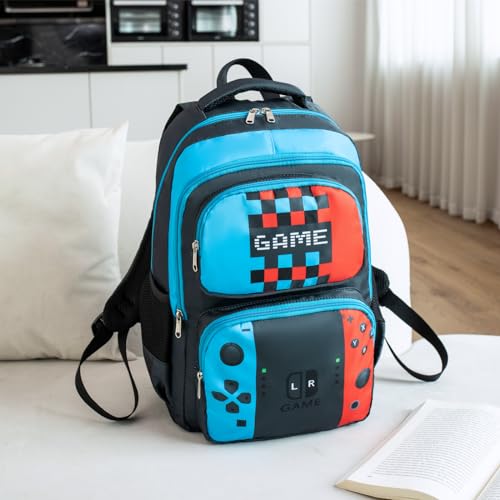 JIANYA Kids Backpack for School Boys Gamer School Bag for Elementary Kids Children 3pcs Boys Backpack with Lunch Box & Pencil Case - Image 2
