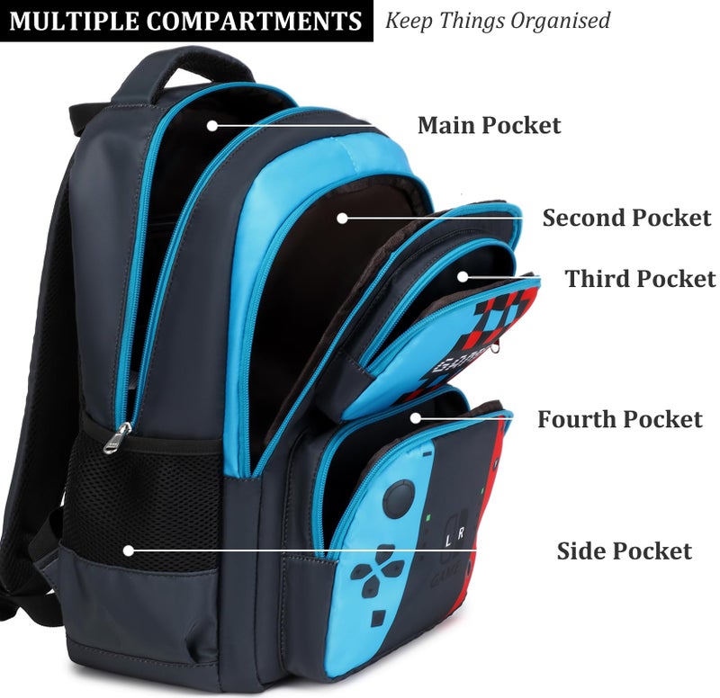 JIANYA Kids Backpack for School Boys Gamer School Bag for Elementary Kids Children 3pcs Boys Backpack with Lunch Box & Pencil Case - Image 4