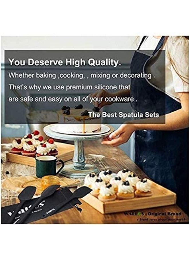 NIBEMINENT 3-Piece Silicone Spatula Set Black One Size - Image 5
