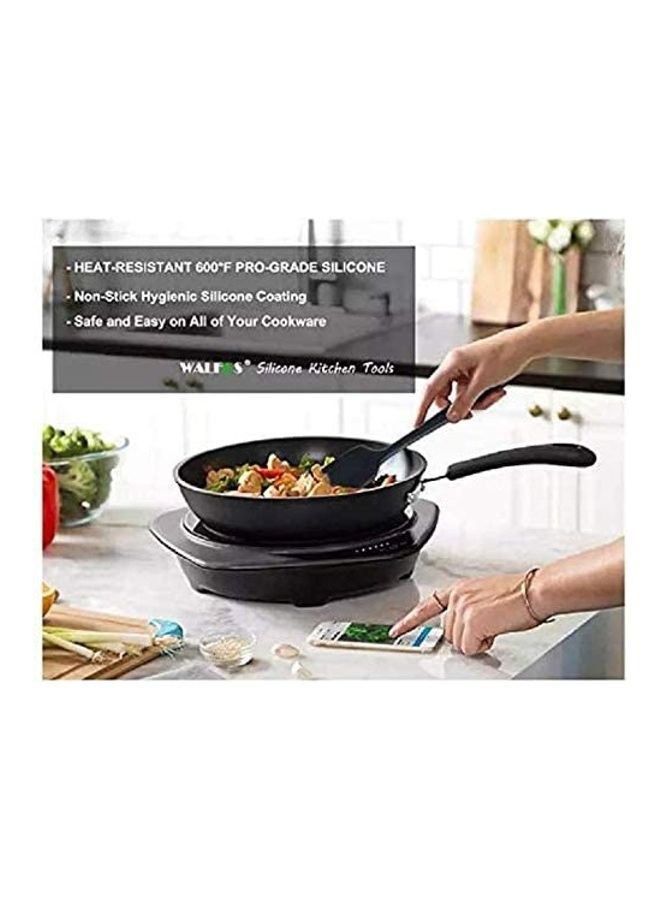 NIBEMINENT 3-Piece Silicone Spatula Set Black One Size - Image 4