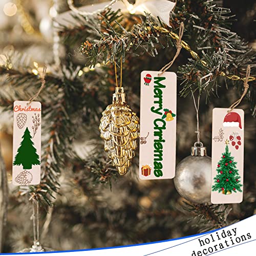 FSWCCK 50 Pcs 6 x 2 Inch Large Size Blank Wooden Gift Tags Labels Unfinished Wooden Book Markers Ornaments with Holes and Ropes for DIY Crafts, Wedding Birthday Party Decors - Image 5