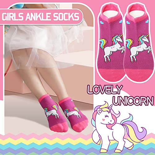 ANTSANG Kids Girls Toddler Unicorn Socks Ankle Low Cut No Show Cute Silly Novelty Fashion Cartoon Gifts Stocking Stuffers Socks 6 Pairs (Unicorn,5-8 Y) - Image 2