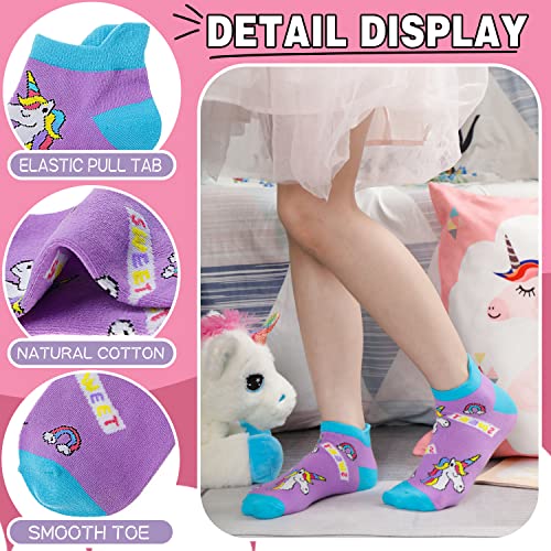 ANTSANG Kids Girls Toddler Unicorn Socks Ankle Low Cut No Show Cute Silly Novelty Fashion Cartoon Gifts Stocking Stuffers Socks 6 Pairs (Unicorn,5-8 Y) - Image 5