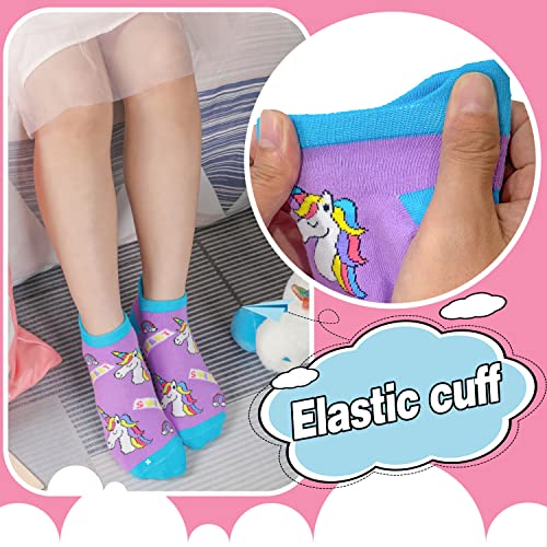 ANTSANG Kids Girls Toddler Unicorn Socks Ankle Low Cut No Show Cute Silly Novelty Fashion Cartoon Gifts Stocking Stuffers Socks 6 Pairs (Unicorn,5-8 Y) - Image 4