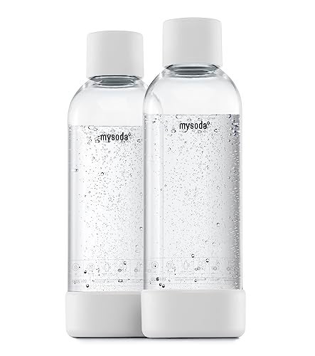 Mysoda Premium Carbonating Bottles 2pack 1L Our Carbonated Water Bottle is Compatible any brands QuickLock Reusable Bottles Lid and Base Made of Stainless Steel BPA Free White - Image 1
