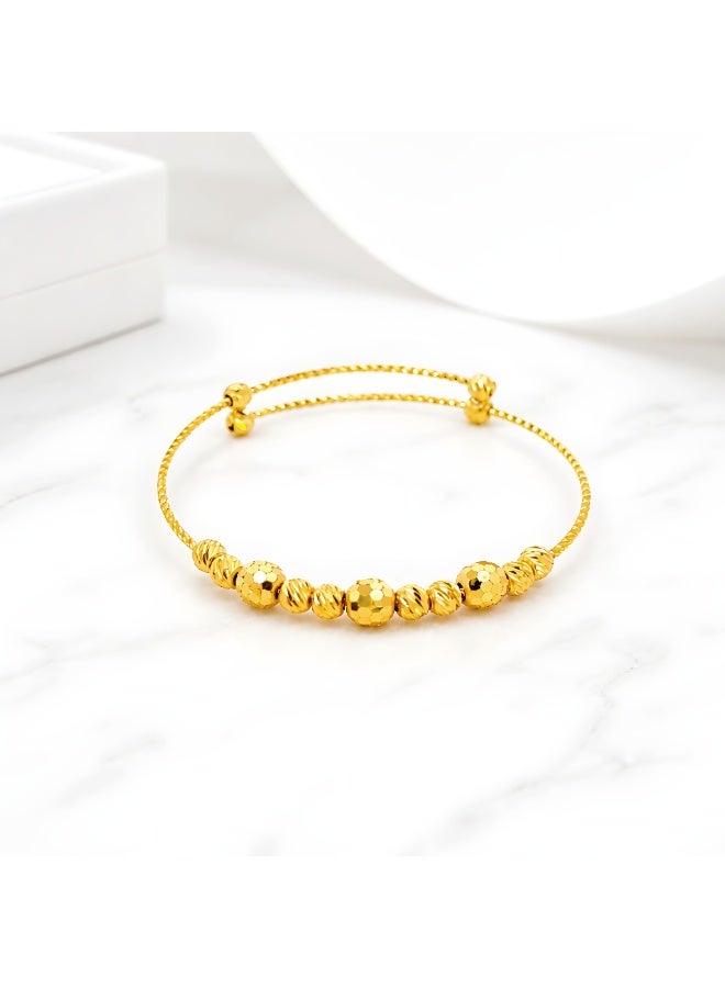 BAFLEH JEWELLERY Bafleh Gold Expandable Baby Bangle featuring Alternating Textured Beads - Image 2
