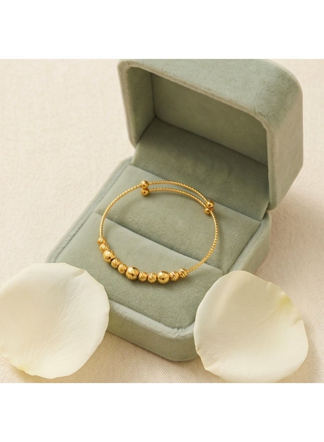BAFLEH JEWELLERY Bafleh Gold Expandable Baby Bangle featuring Alternating Textured Beads - Image 3