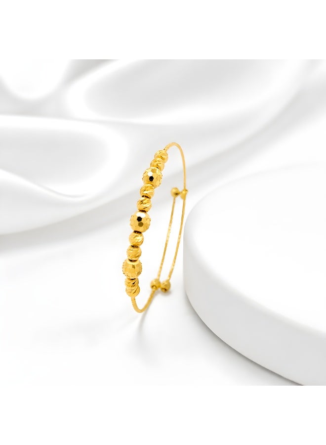 BAFLEH JEWELLERY Bafleh Gold Expandable Baby Bangle featuring Alternating Textured Beads - Image 1