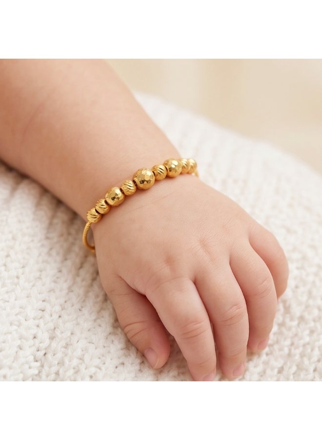 BAFLEH JEWELLERY Bafleh Gold Expandable Baby Bangle featuring Alternating Textured Beads - Image 4