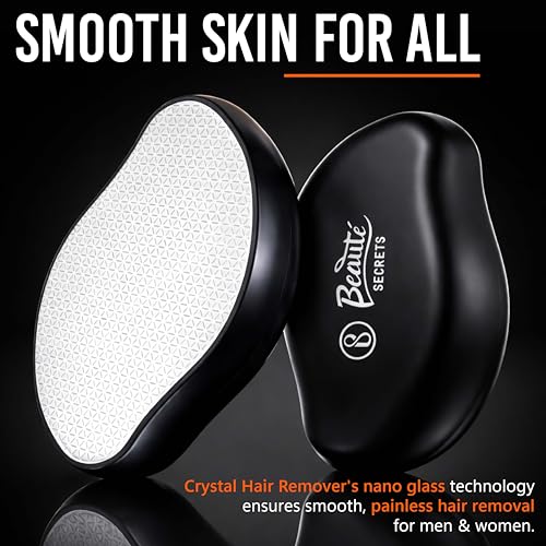 Beauté Secrets Crystal Hair Remover for Women and Men, Reusable Eraser Device Magic Hair Removal Tool, Back Arms Legs, Nano Glass Technology Stone Smooth Skin crystal painless hair removal stone, Black - Image 3