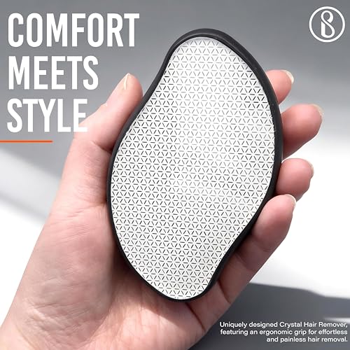 Beauté Secrets Crystal Hair Remover for Women and Men, Reusable Eraser Device Magic Hair Removal Tool, Back Arms Legs, Nano Glass Technology Stone Smooth Skin crystal painless hair removal stone, Black - Image 4