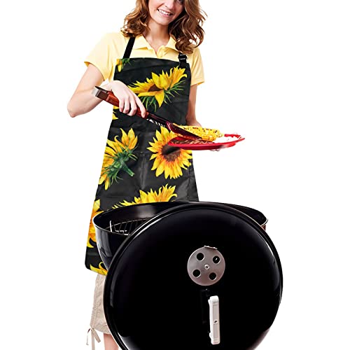 Sosolong Adjustable Waterproof Apron Bib Apron with 2 Pockets Cooking Kitchen Aprons for Women Men Chef - Image 2