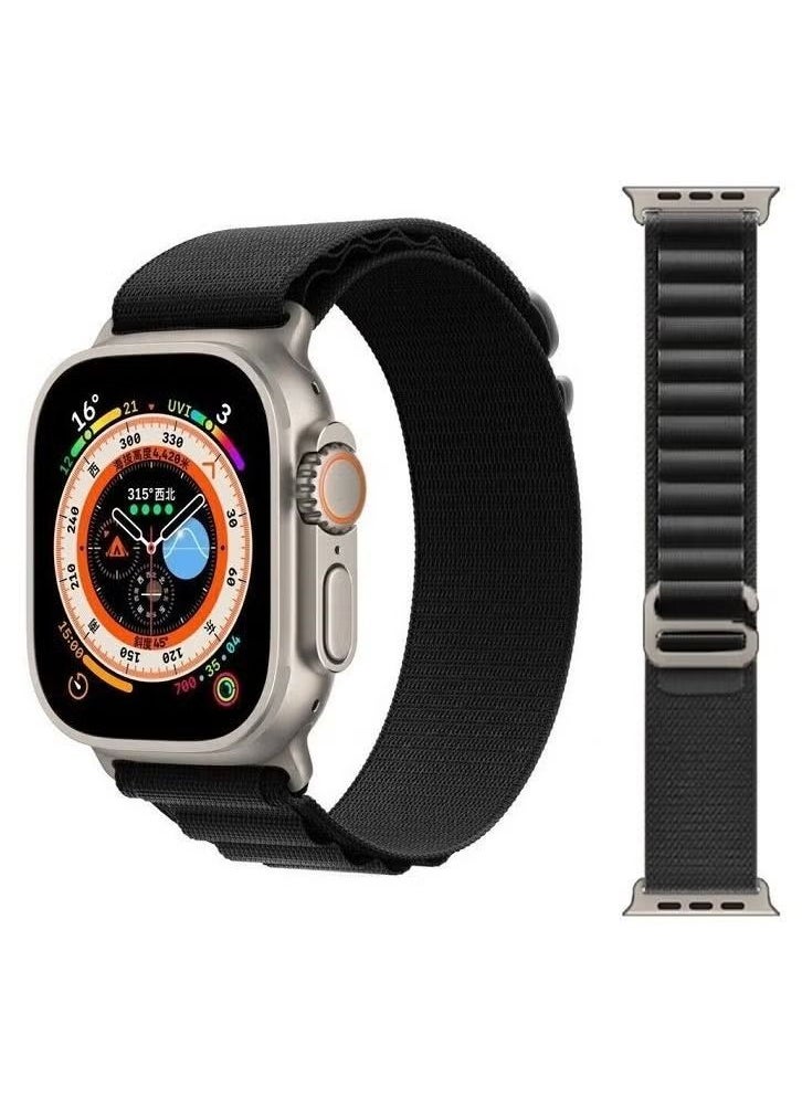 vesus - alpine Loop Band 49mm 45mm 44mm for apple Watch Series Ultra/8/SE/7/6/5/4/3/2/1 Nylon Woven Textile Loop Sport Strap Wristband Black Black - Image 1