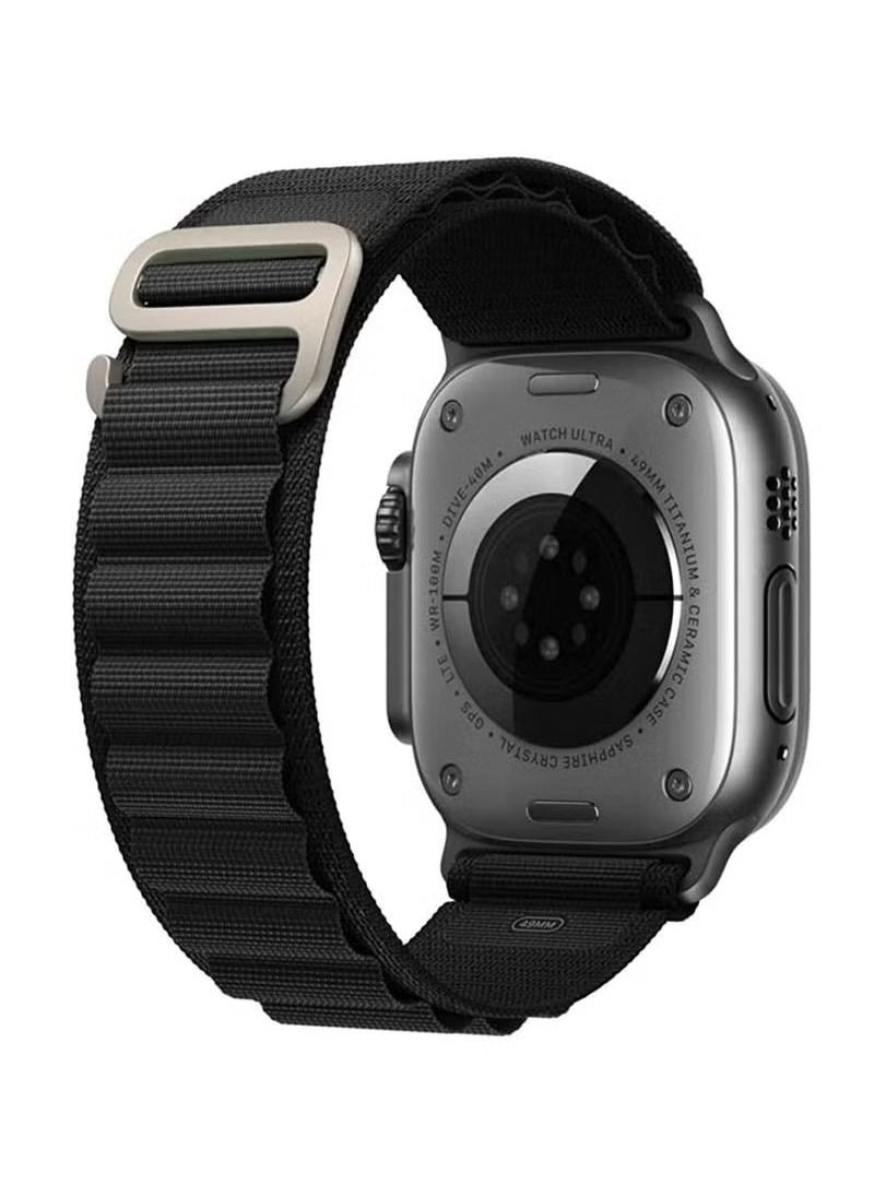 vesus - alpine Loop Band 49mm 45mm 44mm for apple Watch Series Ultra/8/SE/7/6/5/4/3/2/1 Nylon Woven Textile Loop Sport Strap Wristband Black Black - Image 1