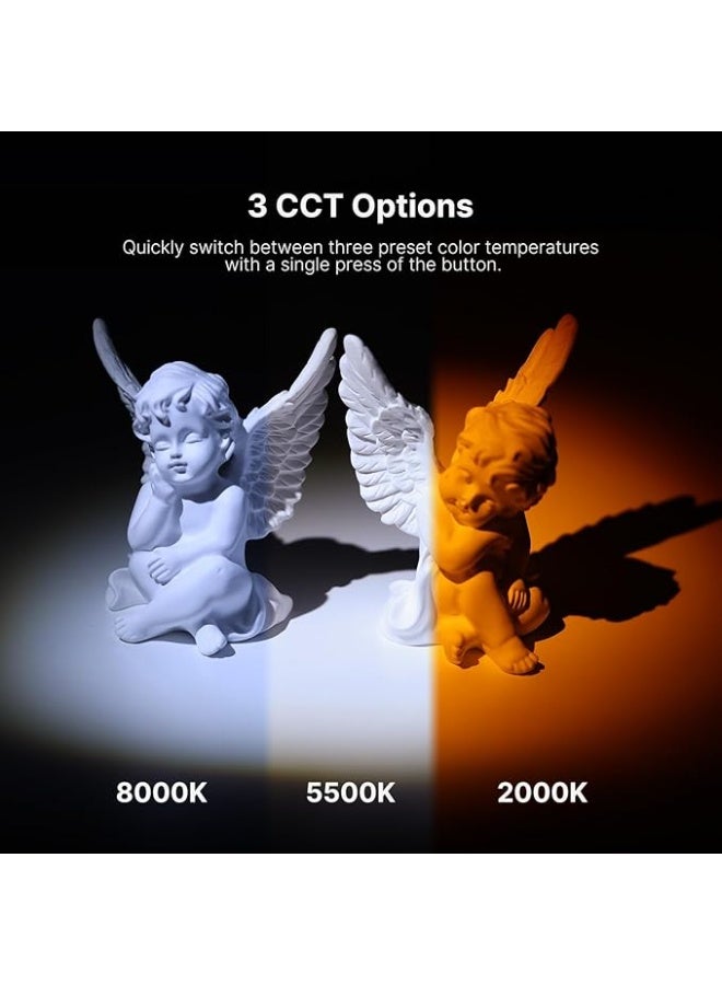 يولانزي مصباح فيديو LED مُحسّن، نوع مصباح يدوي، 2000K-8000K، سطوع فائق، ضوء مساعد للتصوير الفوتوغرافي، فتحة برغي 1/4 بوصة، مقاوم للماء (أسود) - Image 5