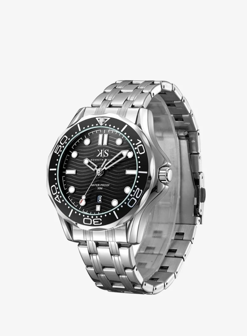 KENNETH SCOTT Stainless Steel Analog Watch K22009-SBSB - 48 mm