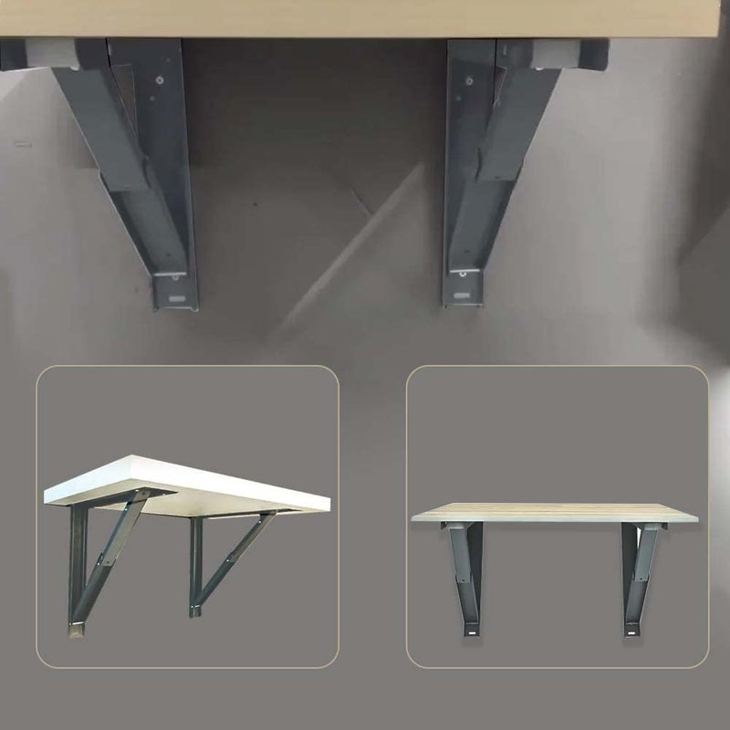 Hyderon Premium Heavy Duty 24 Foldable Mild Steel Racks and Shelves Brackets with Fittings for fold Down Table or fold Down Racks Color Grey - Image 3