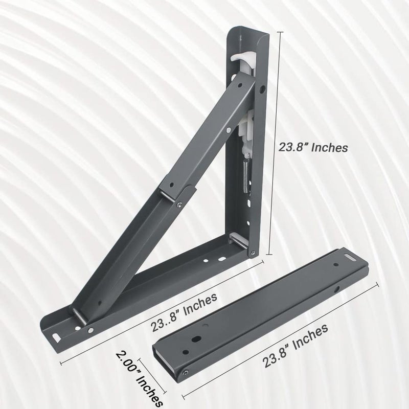 Hyderon Premium Heavy Duty 24 Foldable Mild Steel Racks and Shelves Brackets with Fittings for fold Down Table or fold Down Racks Color Grey - Image 2