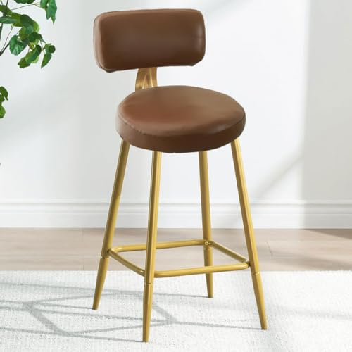 Bifaunvogel Bar Stools Cover Waterproof PU Counter Height Barstool Covers with Back Modern Round Counter Stools Slipcovers Kitchen Height Chairs Cover for Bar Pub Cafe 2 Pack Dark Orange - Image 2