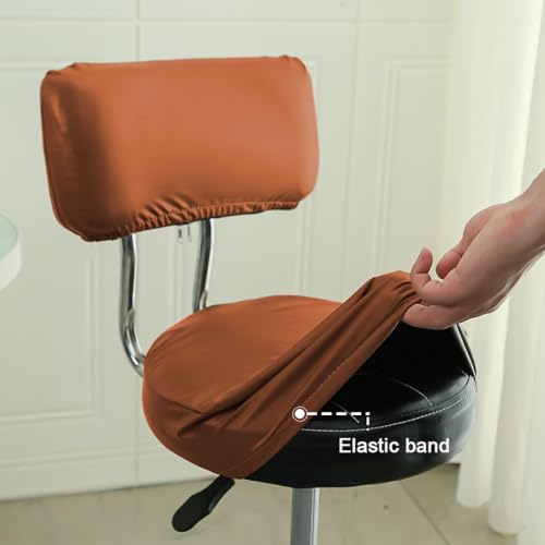 Bifaunvogel Bar Stools Cover Waterproof PU Counter Height Barstool Covers with Back Modern Round Counter Stools Slipcovers Kitchen Height Chairs Cover for Bar Pub Cafe 2 Pack Dark Orange - Image 5