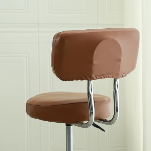 Bifaunvogel Bar Stools Cover Waterproof PU Counter Height Barstool Covers with Back Modern Round Counter Stools Slipcovers Kitchen Height Chairs Cover for Bar Pub Cafe 2 Pack Dark Orange - Image 4