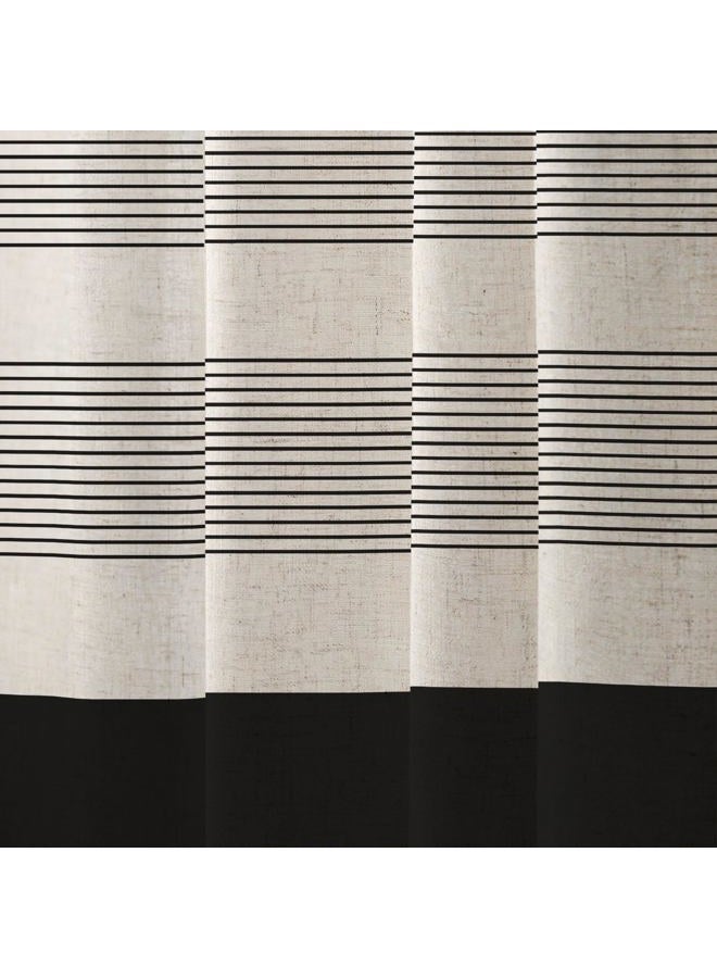 WOUVMA Boho Shower Curtains for Bathroom with Tassels Black Farmhouse Striped Shower Curtain Beige Rustic Linen 72x72 Inches - Image 5