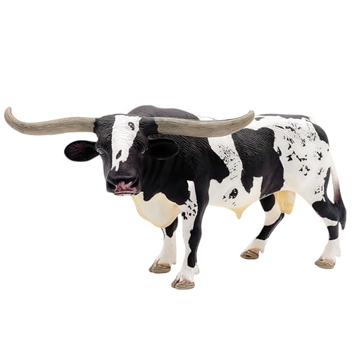 Gemini&Genius GeminiGenius Farm Animal Toys Longhorn Cow Action Figure Hand Painted 6 Inches Length Realistic and Durable Farm Toys for Children Boys and Girls Gift - Image 1