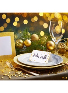 Best Paper Greetings 100 Pack Wedding Place Cards For Table Setting Blank Table Name Cards Gold Foil Polka Dot Place Cards For Birthday Banquet Events Reserved Seating  - Image 2